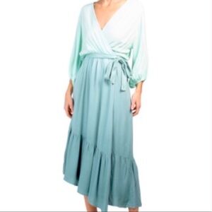 Young Fabulous & Broke Tie Dye Faux Wrap Dress Tied in Green Size XS